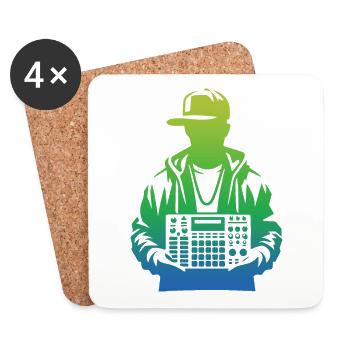 Beatmaker Holding Sampler (Vert) - Dessous de verre (lot de 4) - blanc - Devant