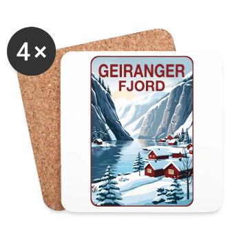 Geiranger Fjord - Dessous de verre (lot de 4) - blanc - Devant