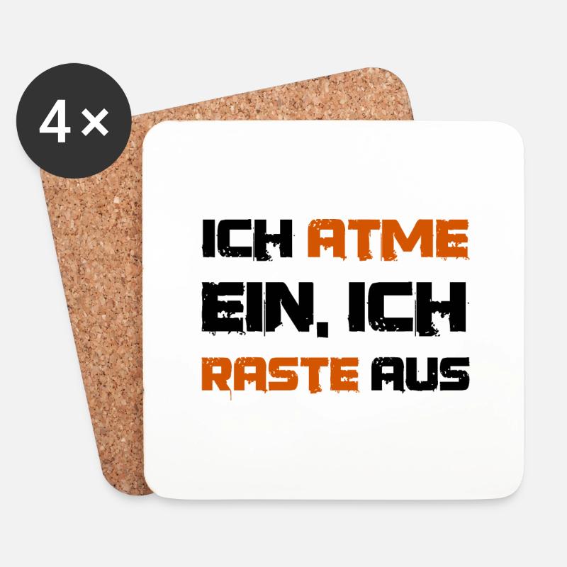 Lustiger Spruch ich atme ein - Untersetzer (4er-Set) - Weiß