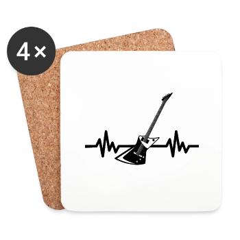 Heartbeat Guitar - Rock n Roll Punk Band Metal - Coasters (set of 4) - white - Front