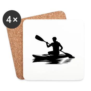 Randonnée en pagaie avec bateau kayak sur le lac et la rivière - Dessous de verre (lot de 4) - blanc - Devant