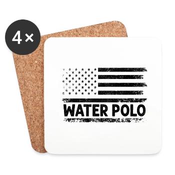 Wasserball mit amerikanischer Flagge USA Patriot Aquatic Polo - Untersetzer (4er-Set) - Weiß - Vorne