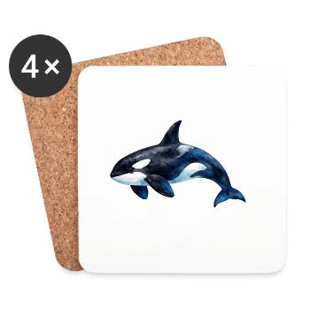 Oceanic Orca Watercolor - Coasters (set of 4) - white - Front