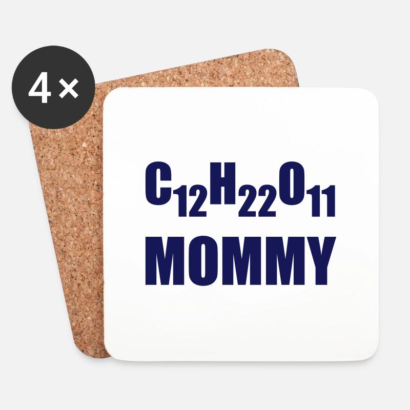 Nerdy Design "SUGAR MOMMY" - C12H22O11 - Chemie - Untersetzer (4er-Set) - Weiß