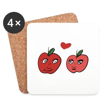 Äpfel Essen - Untersetzer (4er-Set) - Weiß - Vorne
