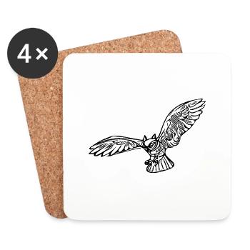 Elegant vintage owl during hunting flight - Coasters (set of 4) - white - Front