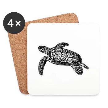 Small floating turtle - Coasters (set of 4) - white - Front