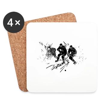 Fantastique motif de fan de papa de hockey sur glace - Dessous de verre (lot de 4) - blanc - Devant