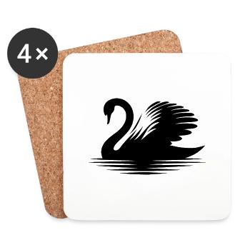 Elegante Schwan Silhouette schönes Portrait - Untersetzer (4er-Set) - Weiß - Vorne