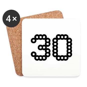 30. 30 ANS. 30e ANNIVERSAIRE. ANNIVERSAIRE 30 ANS. - Dessous de verre (lot de 4) - blanc - Devant