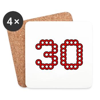 30. 30 ANS. 30e ANNIVERSAIRE. ANNIVERSAIRE 30 ANS. - Dessous de verre (lot de 4) - blanc - Devant