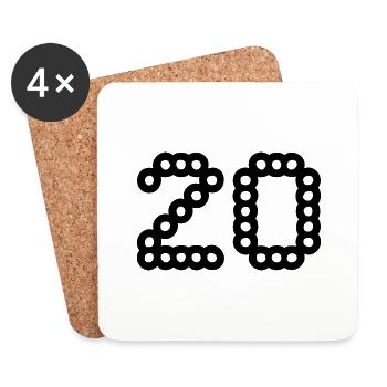 20. 20 ANS. 20e ANNIVERSAIRE. ANNIVERSAIRE 20 ANS. - Dessous de verre (lot de 4) - blanc - Devant