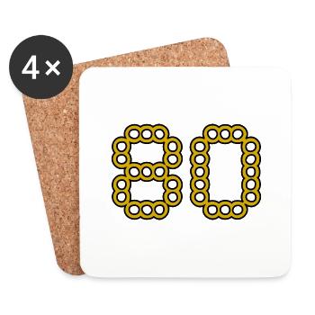 80. 80 YEARS. 80th ANNIVERSARY. 80 YEARS ANNIVERSARY. - Coasters (set of 4) - white - Front