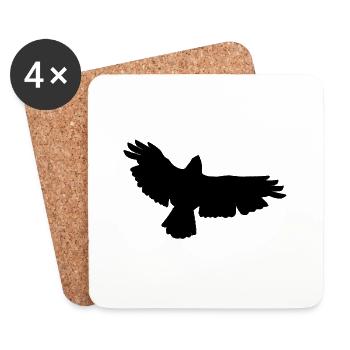 Conception d'oiseau de proie - Dessous de verre (lot de 4) - blanc - Devant