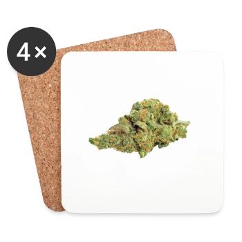 Single Cannabis / Weed Bud / Blossom - Coasters (set of 4) - white - Front