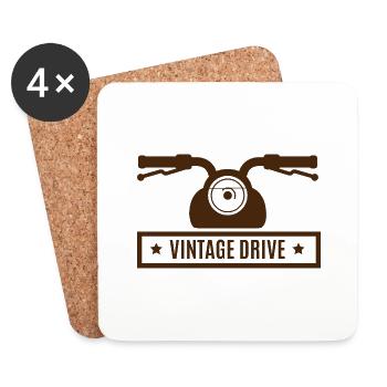 VINTAGE DRIVE - moto chopper biker liberté - Dessous de verre (lot de 4) - blanc - Devant