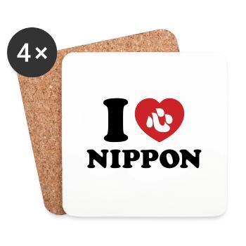 I HEART [LOVE] NIPPON - Coasters (set of 4) - white - Front