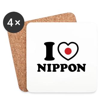 I HEART [LOVE] NIPPON - Coasters (set of 4) - white - Front