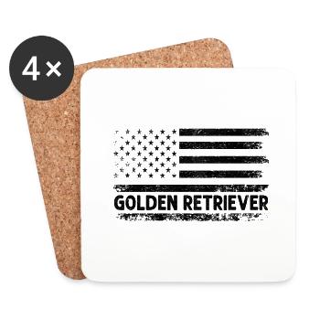 American Flag Golden Retriever GR Dog Retrievers - Coasters (set of 4) - white - Front