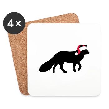 Fuchs Weihnachten - Weihnachtsgeschenk - Untersetzer (4er-Set) - Weiß - Vorne