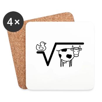 Racine de canard Vache N-te Racine de Q Math - Dessous de verre (lot de 4) - blanc - Devant