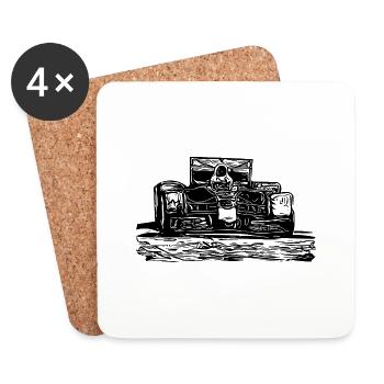 Vintage racing cars on the race track - Coasters (set of 4) - white - Front