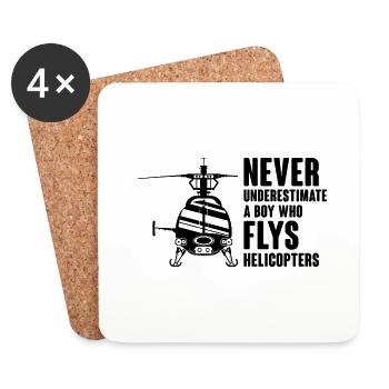 Unterschätzen Sie niemals einen Jungen, der Hubschrauber fliegt Pil - Untersetzer (4er-Set) - Weiß - Vorne