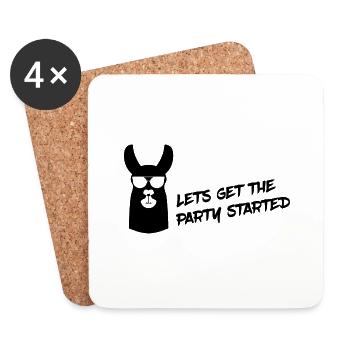 Lama - Lets Get The Party Started - Untersetzer (4er-Set) - Weiß - Vorne