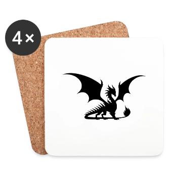 Dragon avec des ailes Style médiéval fantastique - Dessous de verre (lot de 4) - blanc - Devant