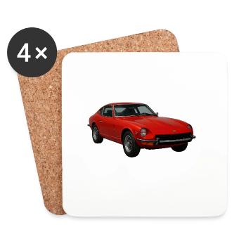 Voiture de sport vintage rouge - Dessous de verre (lot de 4) - blanc - Devant