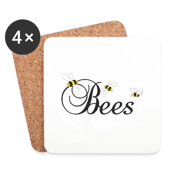 Bees, Bienen - Untersetzer (4er-Set) - Weiß - Vorne
