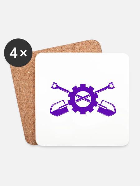 Bagger - Schaufel - Untersetzer (4er-Set) - Weiß