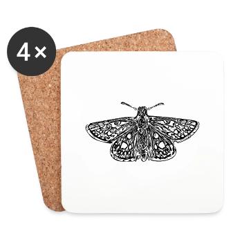 Élégant papillon vintage - Dessous de verre (lot de 4) - blanc - Devant