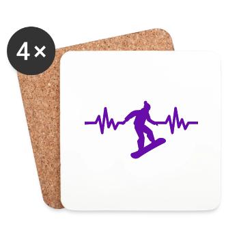Heartbeat Snowboard - Sports d’hiver Piste de neige - Dessous de verre (lot de 4) - blanc - Devant