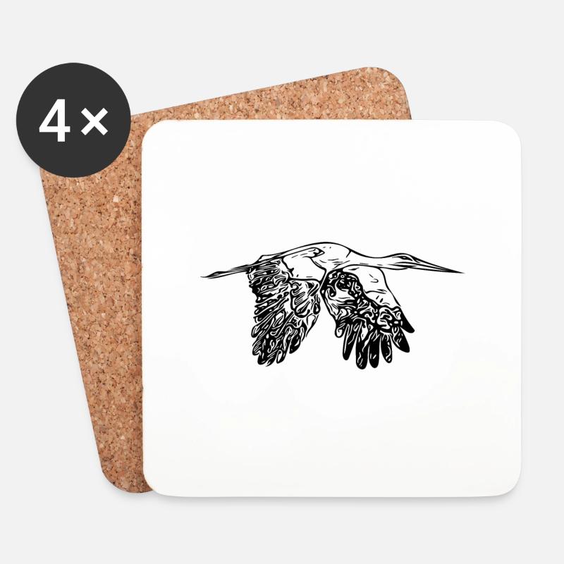 Fliegender vintage Storch im Flug - Untersetzer (4er-Set) - Weiß