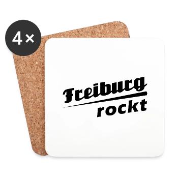 Freiburg rockt - Textdesign mit Stadtnamen - Untersetzer (4er-Set) - Weiß - Vorne