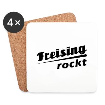 Freising rockt - Textdesign mit Stadtnamen - Untersetzer (4er-Set) - Weiß - Vorne