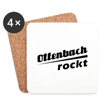Offenbach rockt - Textdesign mit Stadtnamen - Untersetzer (4er-Set) - Weiß - Vorne