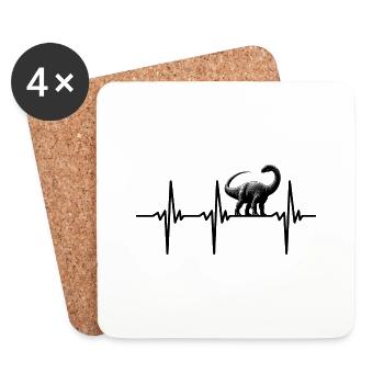 Heartbeat Dino Brachiosaurus Dinosaur - Coasters (set of 4) - white - Front