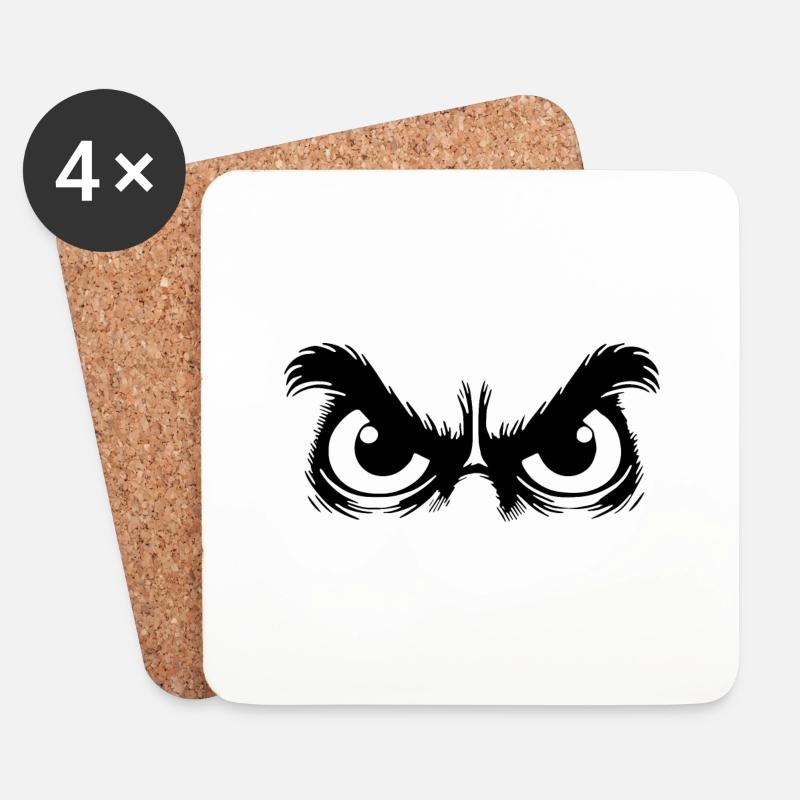 Eulen Augen mit sturem Blick - Untersetzer (4er-Set) - Weiß