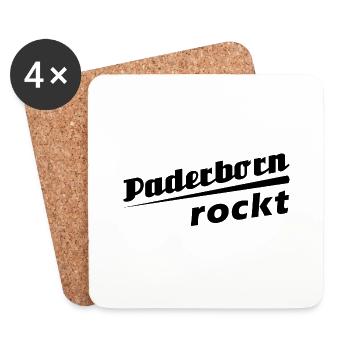 Paderborn rockt - Textdesign mit Stadtnamen - Untersetzer (4er-Set) - Weiß - Vorne