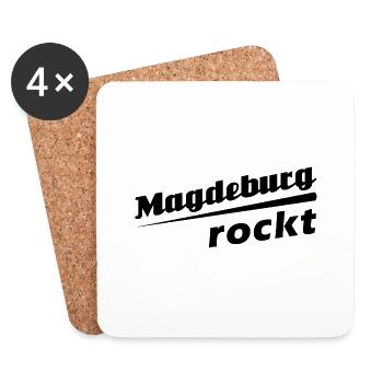 Magdeburg rockt - Textdesign mit Stadtnamen - Untersetzer (4er-Set) - Weiß - Vorne