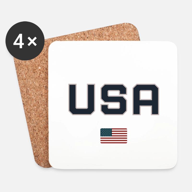 USA mit Flagge - Untersetzer (4er-Set) - Weiß