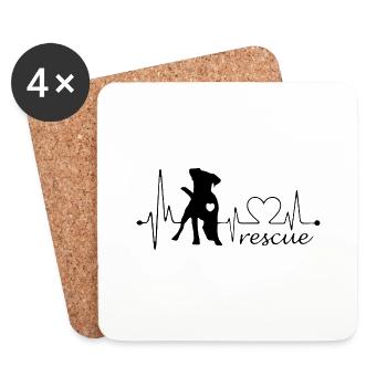 Chiens du refuge pour animaux ECG Pulse Heart Rate - Dessous de verre (lot de 4) - blanc - Devant