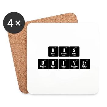 Periodic Table Of Elements School Bus Driver - Coasters (set of 4) - white - Front