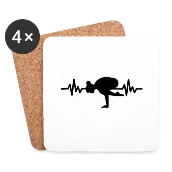 Heartbeat Gymnastique Méditation Gymnastique Yoga - Dessous de verre (lot de 4) - blanc - Devant