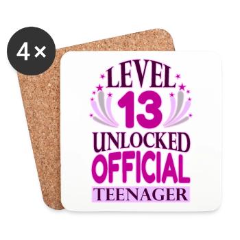 Teen Birthday Level 13 freigeschaltet - Untersetzer (4er-Set) - Weiß - Vorne