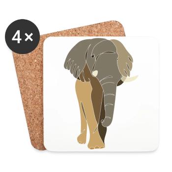 Lineart Elefant, coloriert - Untersetzer (4er-Set) - Weiß - Vorne