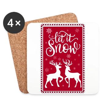 Let it Snow avec des cerfs et des cerfs - Dessous de verre (lot de 4) - blanc - Devant