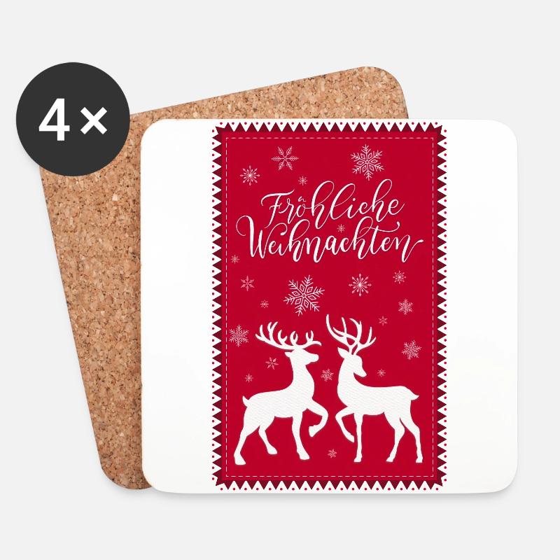 Fröhliche Weihnachten - Untersetzer (4er-Set) - Weiß